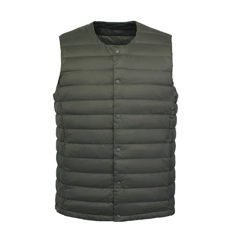 Men's Down Vest Black Size L 90% White Down Ultra Light Sleeveless Coat-4