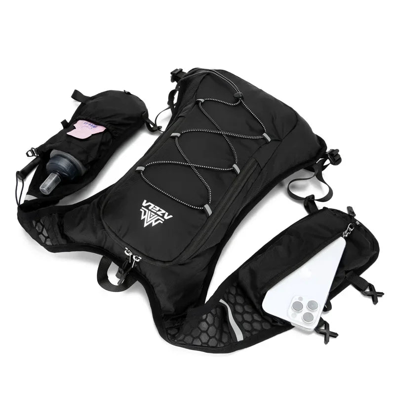 Unisex Hydration Pack Black 8L Adjustable Lightweight for Running Hiking-4