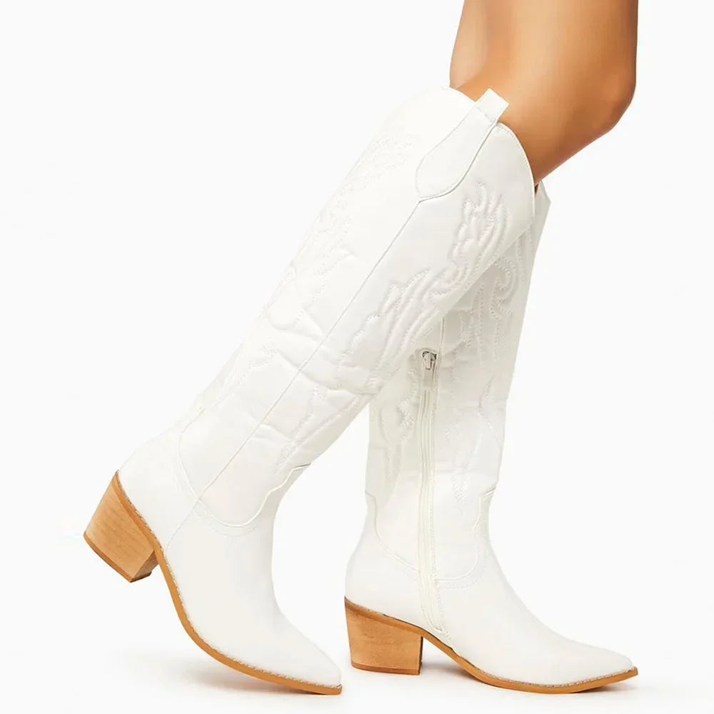 Emily | Knee High Cowboy Boots | Black Knee High Boots, Long Boots | Size 43-5