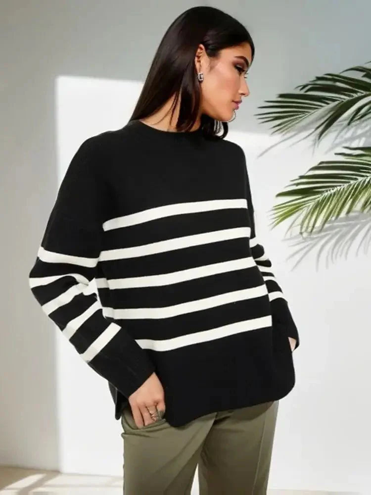 Rosalind | Women's Sweater | Oversized Sweater, Multi-Stripe, Size M-3