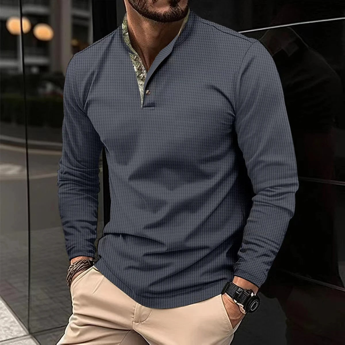 Hugo | Long Sleeve Polo Shirt | Mens Polo Shirts, Polo Shirt | Navy Blue-5