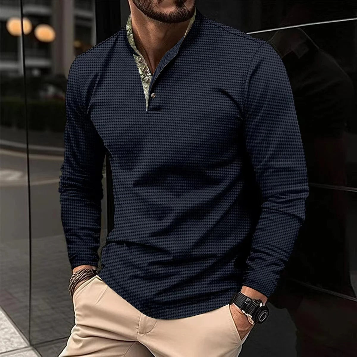 Hugo | Long Sleeve Polo Shirt | Mens Polo Shirts, Polo Shirt | Navy Blue-4