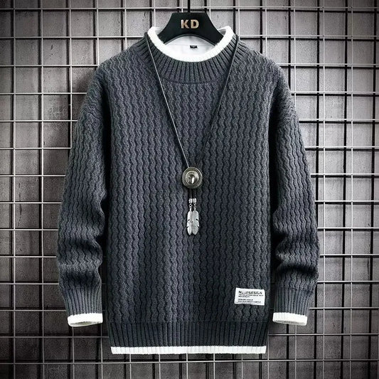 Nolan | Men's Sweater | Quarter Zip Sweater, Cozy Knit, Size M, Grey-1