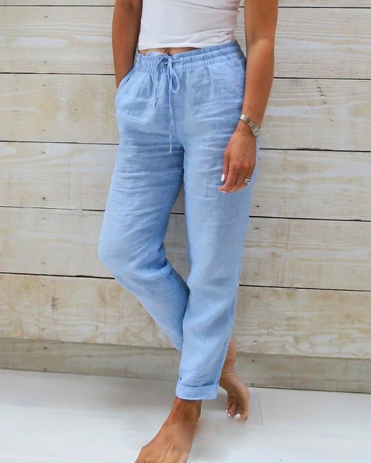 Evelien | Linen Pants | White Linen Pants Women, Comfortable Wide Leg Design-1