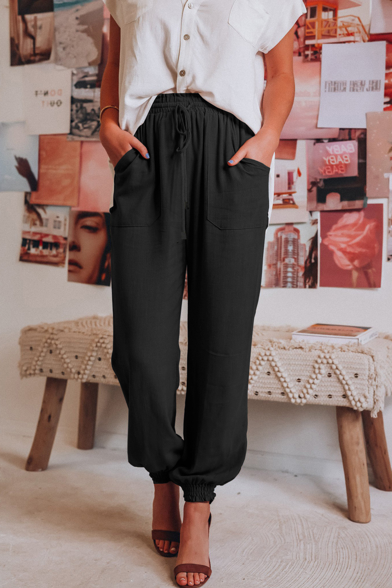 Heidi | White Linen Pants | Women's Trousers | Linen Pants Women-4