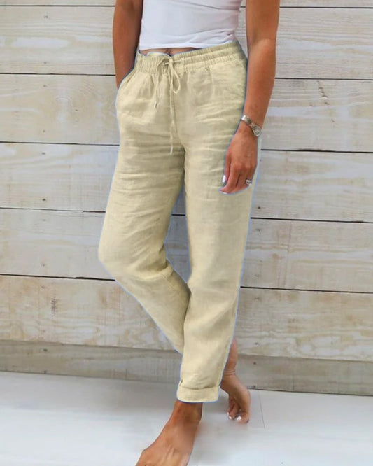 Evelien | Linen Pants | White Linen Pants Women, Comfortable Wide Leg Design-2