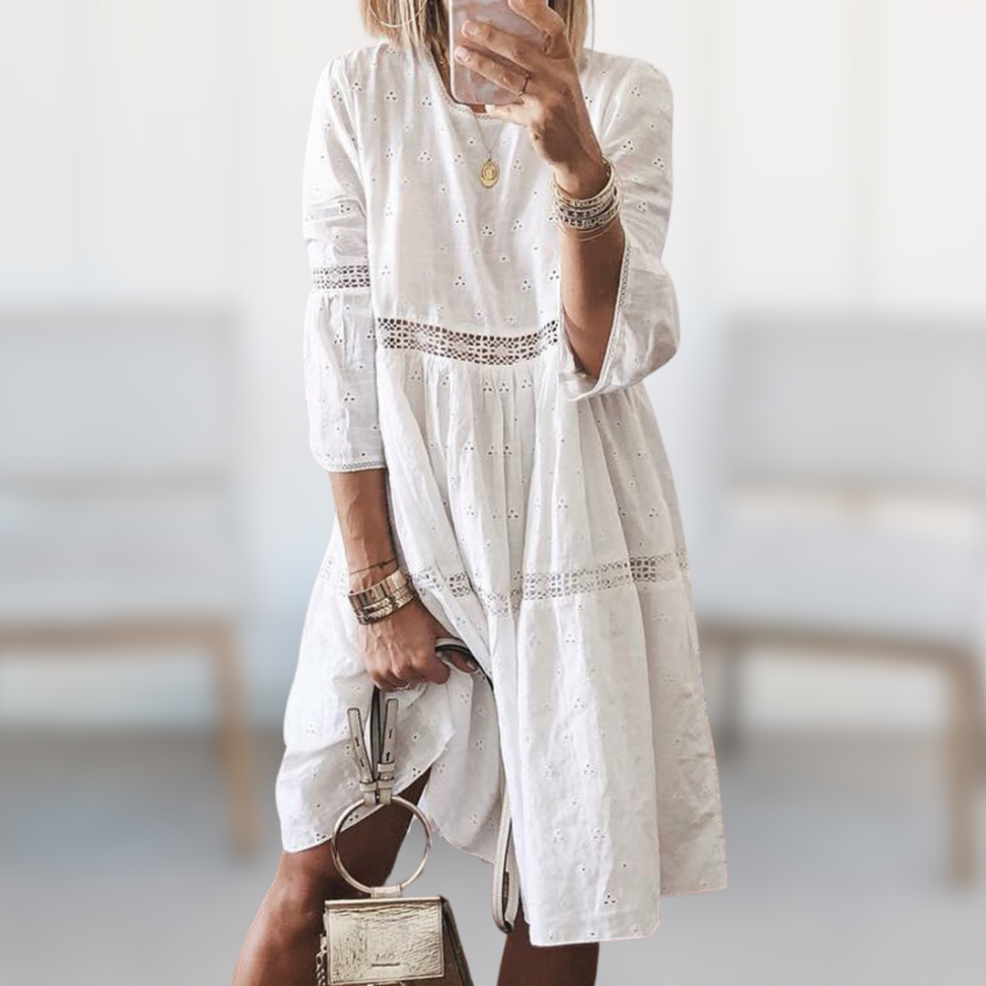 Heidi | Long Sleeve Midi Dress | White Midi Dress | Midi Dresses For Women-3