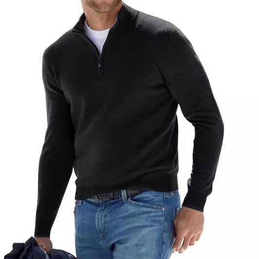 Marius | Men's Quarter Zip Sweater | Black, Large | Men's Sweater, Half Zip Sweater-1