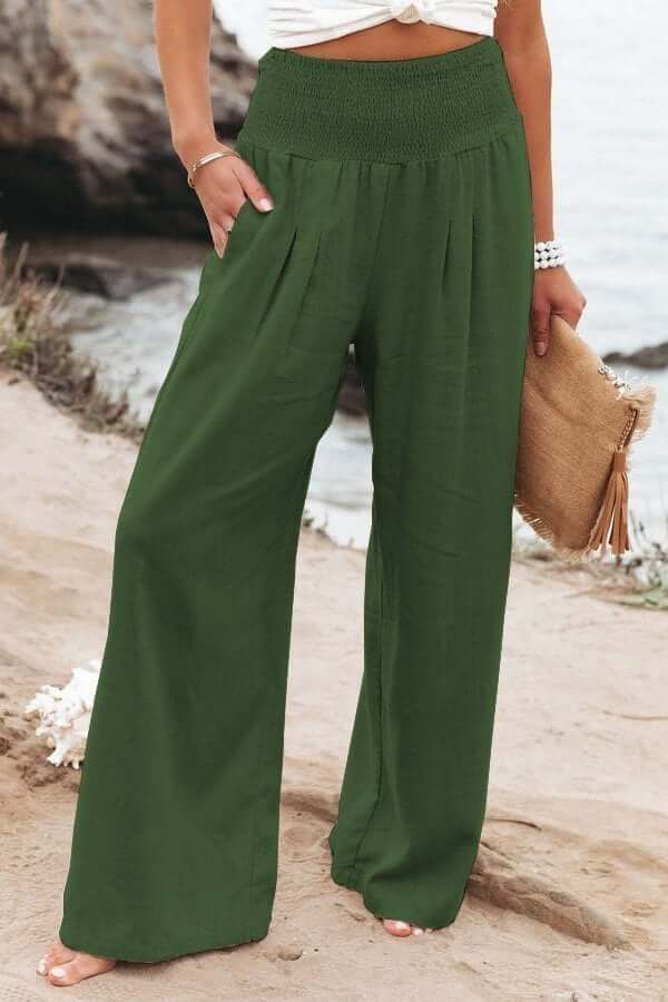 Emily | White Linen Pants | Wide Leg Pants | Palazzo Pants-5