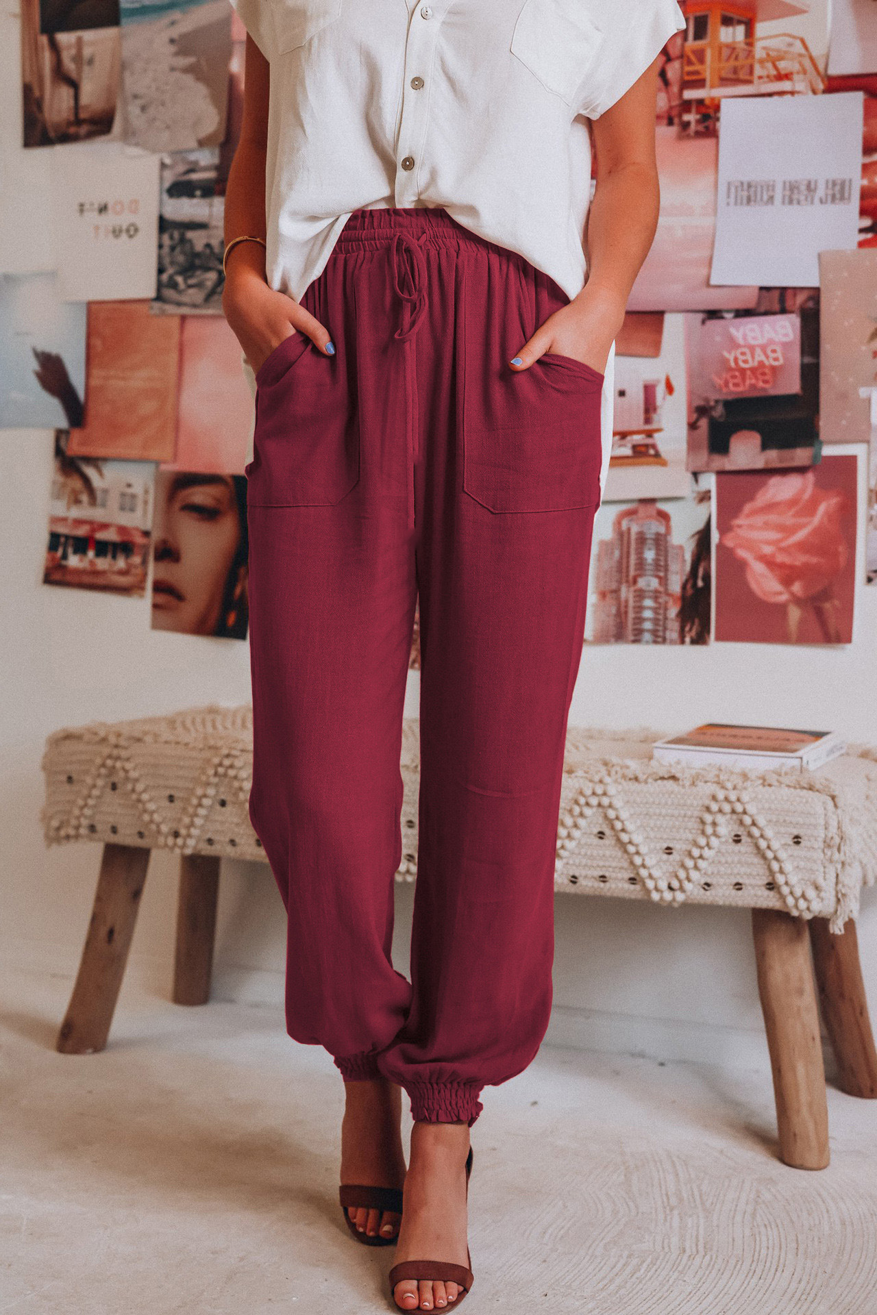 Heidi | White Linen Pants | Women's Trousers | Linen Pants Women-3