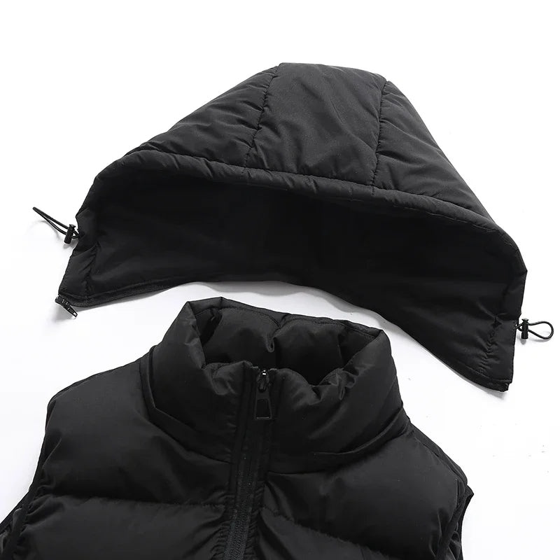 Men's Puffer Vest Black Size L Quilted Polyester-5