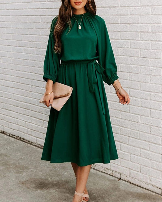 Heidi | Long Sleeve Midi Dress | Midi Dresses For Women | Green Midi Dress-2