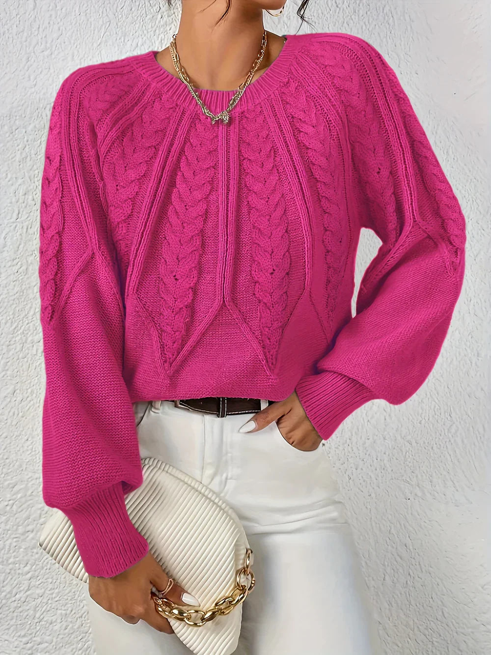 Variant image for Alyssa | Cable-Knit Sweater | Sweaters for Women, Warm Sweater, Size M-17