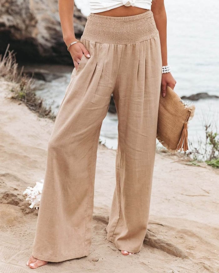 Emily | White Linen Pants | Wide Leg Pants | Palazzo Pants-1