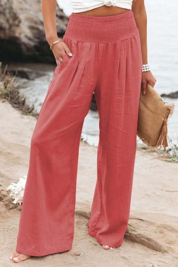 Emily | White Linen Pants | Wide Leg Pants | Palazzo Pants-4