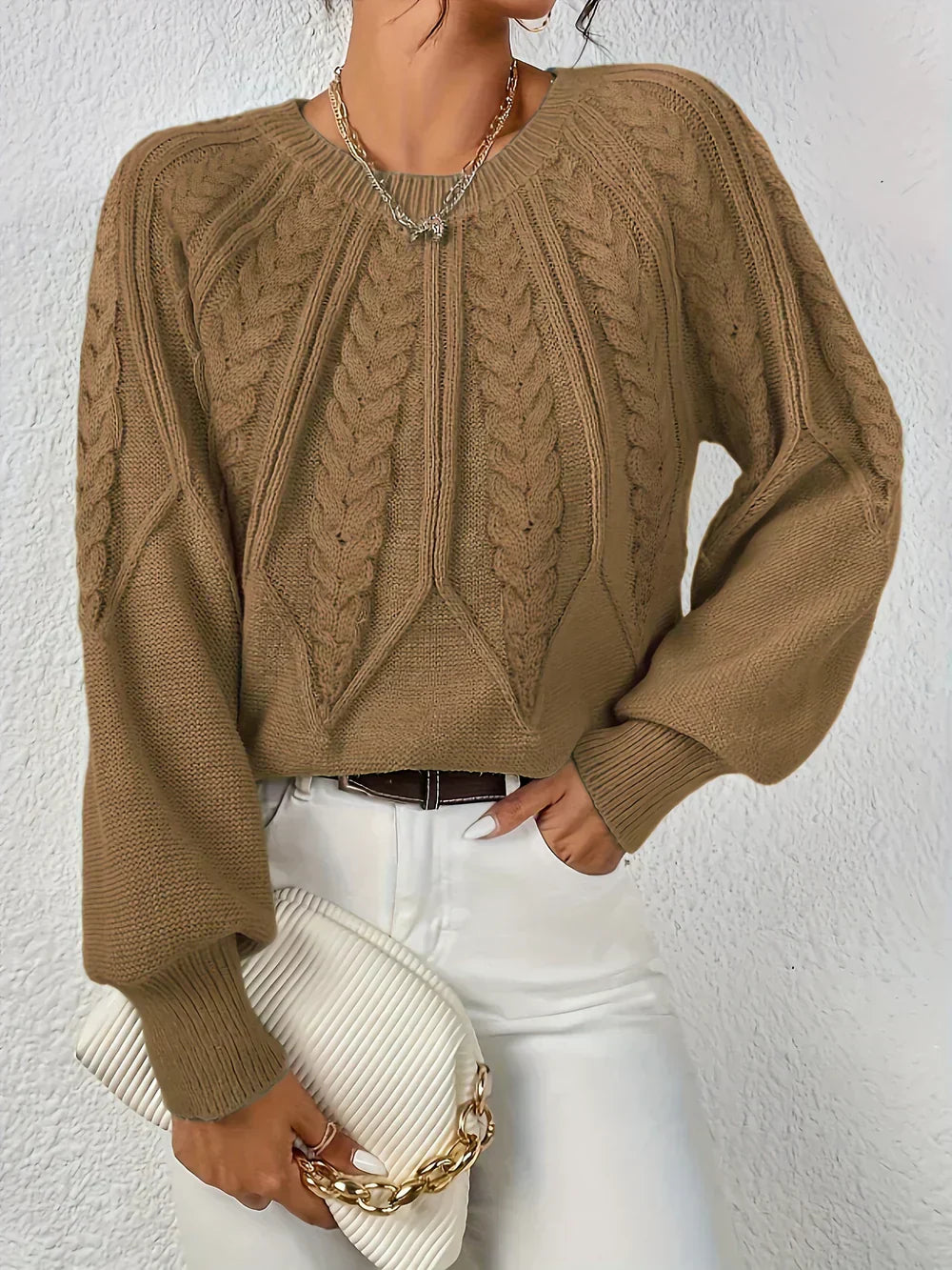 Variant image for Alyssa | Cable-Knit Sweater | Sweaters for Women, Warm Sweater, Size M-25