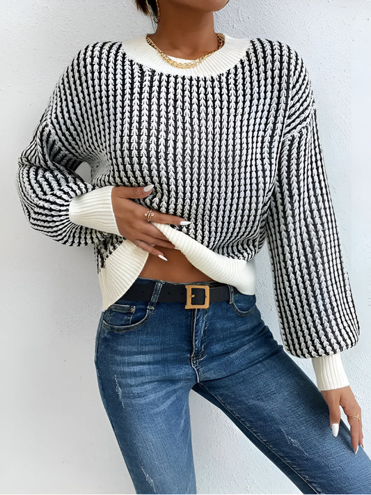 Emily | Sweater | Checkered Knit, Relaxed Fit, Size Medium-1