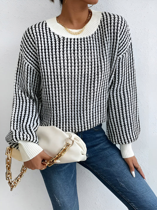 Emily | Sweater | Checkered Knit, Relaxed Fit, Size Medium-2