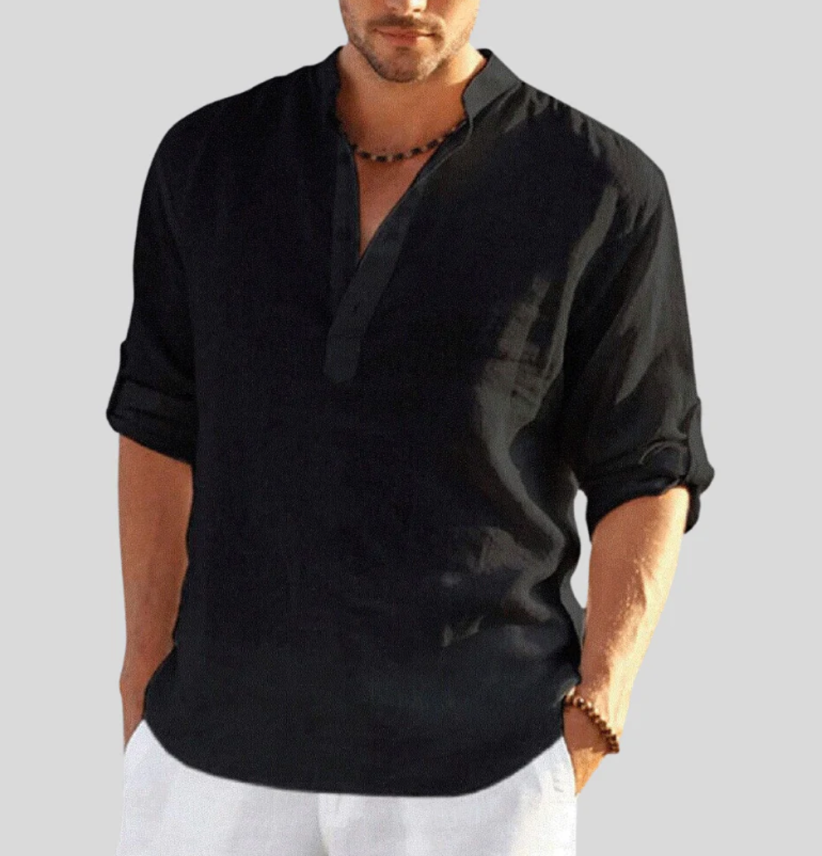 Ethan | Men's Shirt | Casual Henley Style | Comfortable Everyday Wear-4