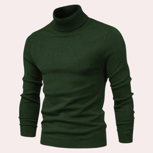Ethan | Mens Turtleneck Sweater | Dark Red | Roll Neck Jumper, Soft Cotton-1