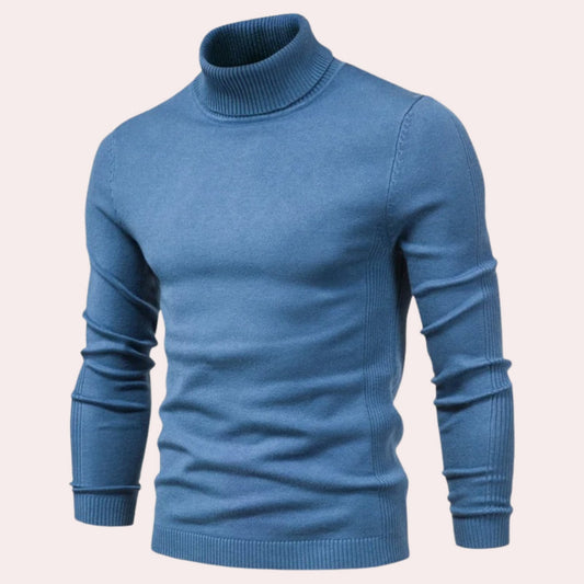 Ethan | Mens Turtleneck Sweater | Dark Red | Roll Neck Jumper, Soft Cotton-2
