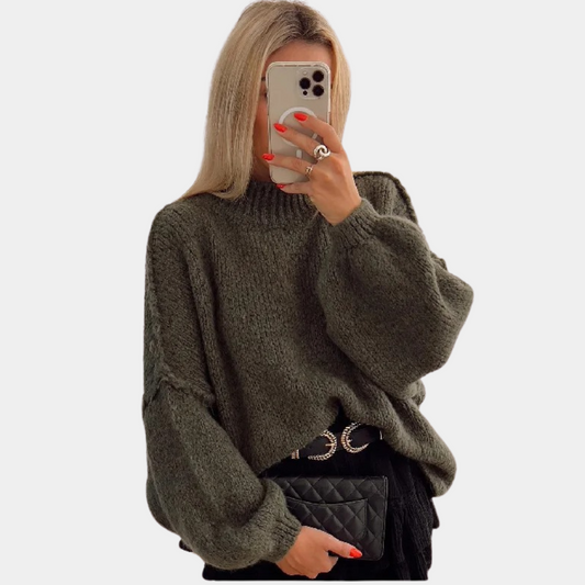 Emma | Pullover Sweater | Cozy Knit, Relaxed Fit | Black, Size M-1