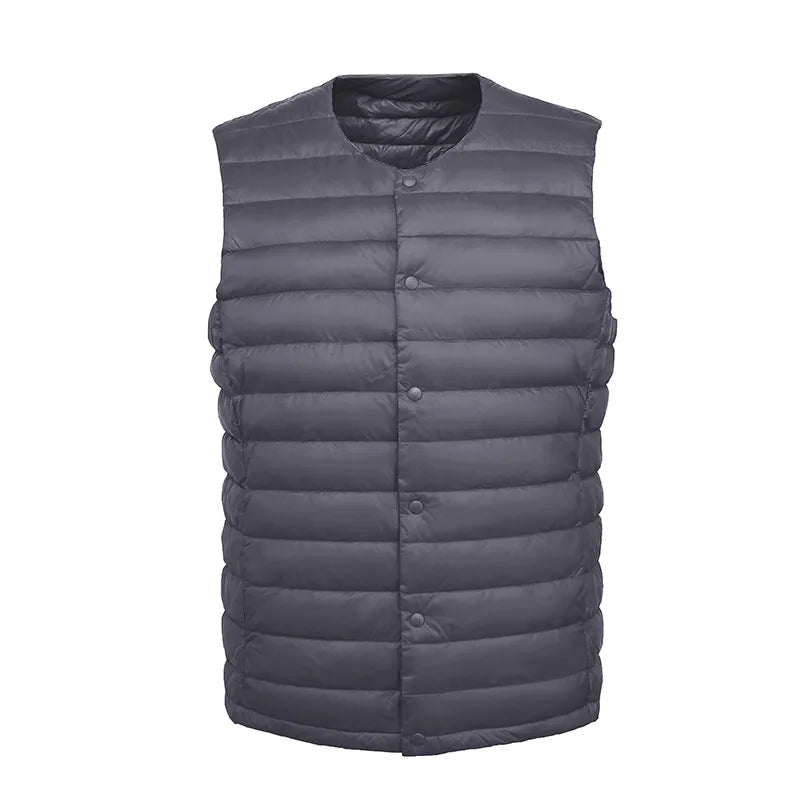 Men's Down Vest Black Size L 90% White Down Ultra Light Sleeveless Coat-2