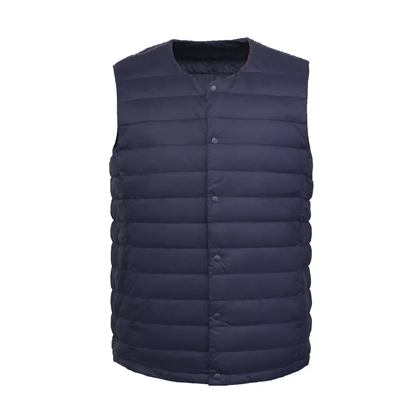 Men's Down Vest Black Size L 90% White Down Ultra Light Sleeveless Coat-5