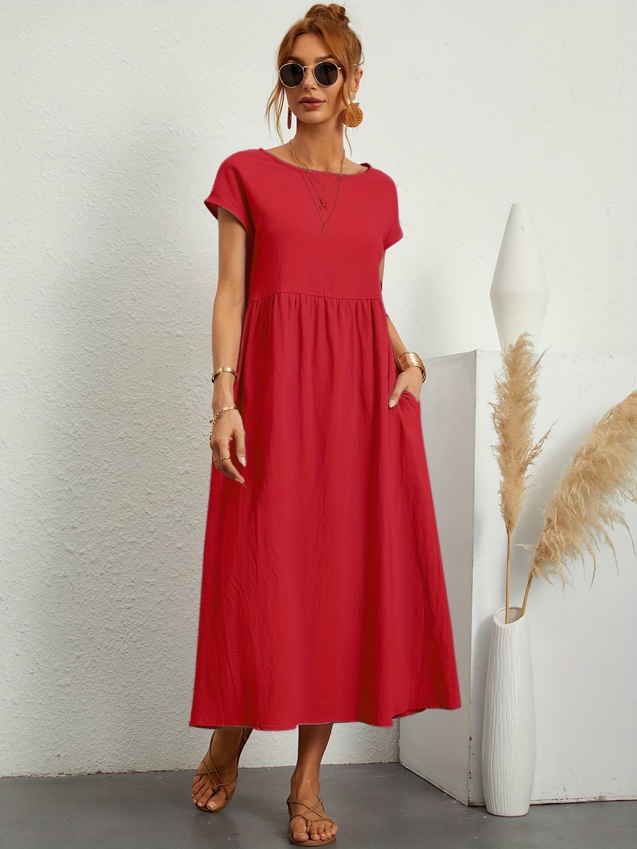 Variant image for Caroline | Women's Casual Dress Black Size M Cotton-31