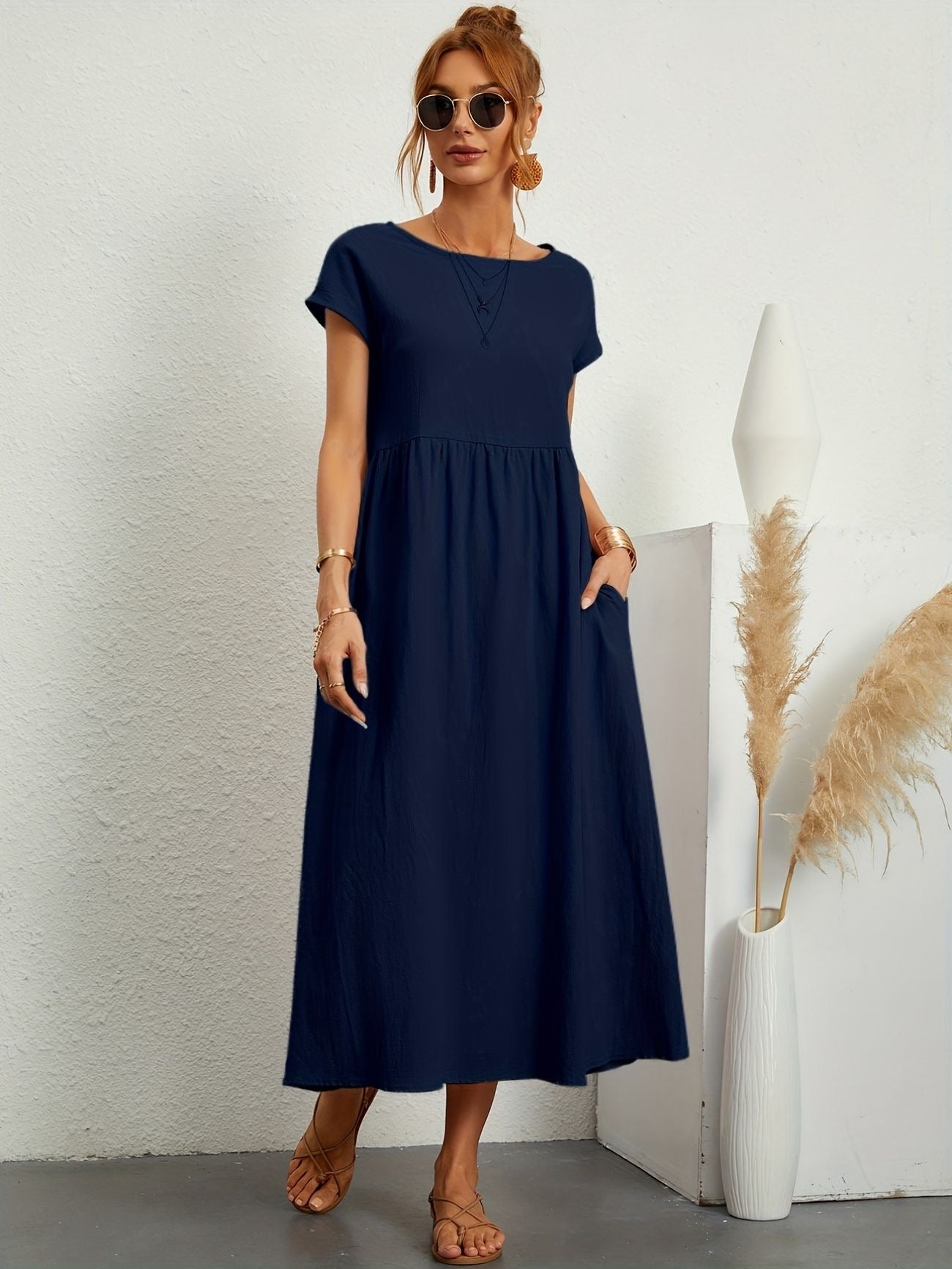 Variant image for Caroline | Women's Casual Dress Black Size M Cotton-6