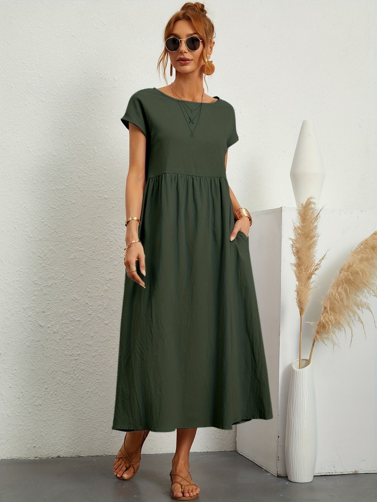 Variant image for Caroline | Women's Casual Dress Black Size M Cotton-11
