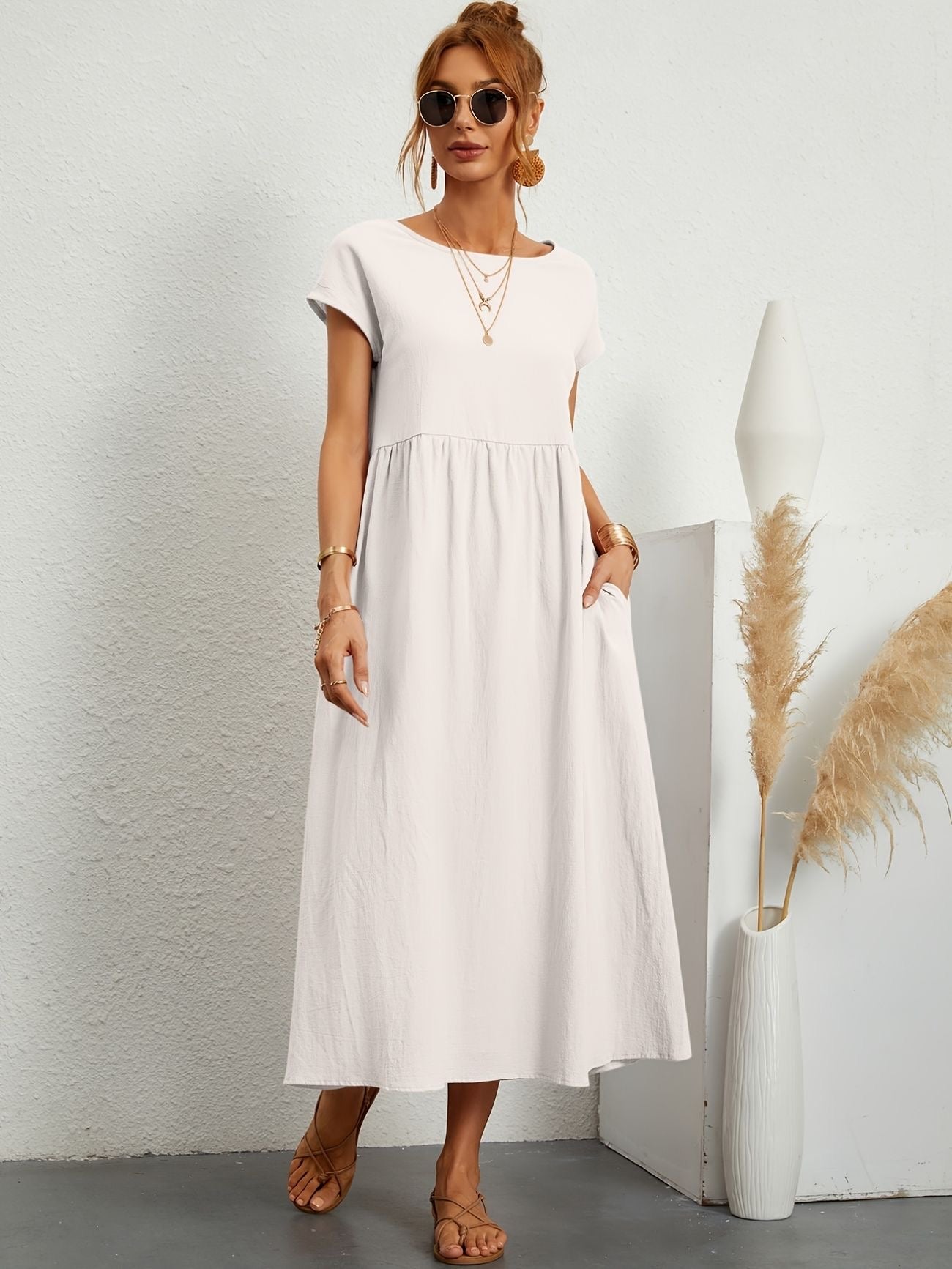 Variant image for Caroline | Women's Casual Dress Black Size M Cotton-1