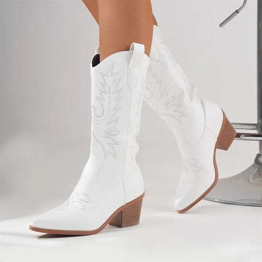 Emily | Cowboy Boots | White Cowboy Boots for Women, Size 43-1