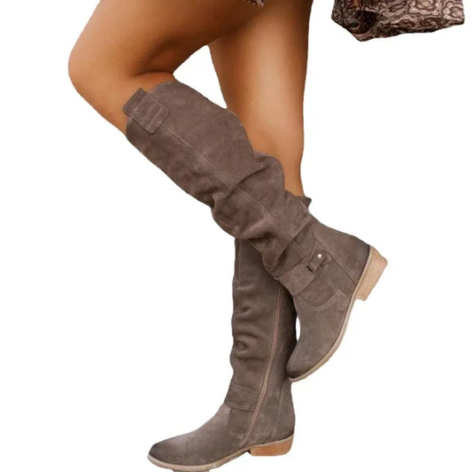 Emily | Thigh High Boots | Suede, Size 43 | Over The Knee Boots, Low Heel-2