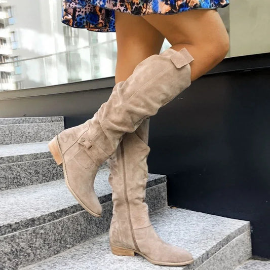 Emily | Thigh High Boots | Suede, Size 43 | Over The Knee Boots, Low Heel-1