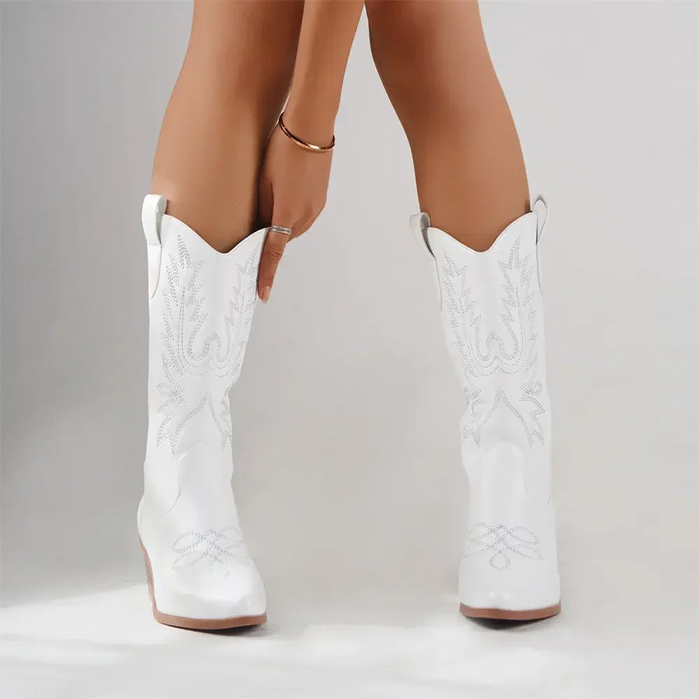 Emily | Cowboy Boots | White Cowboy Boots for Women, Size 43-5