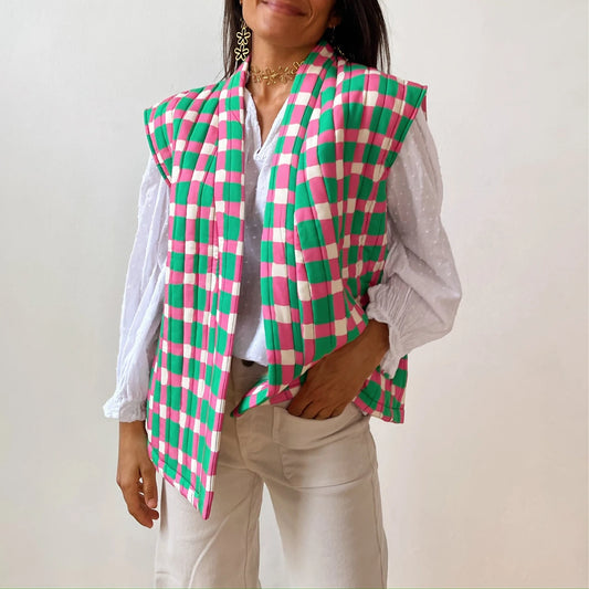 Women's Puffer Vest Floral Size M Quilted-2