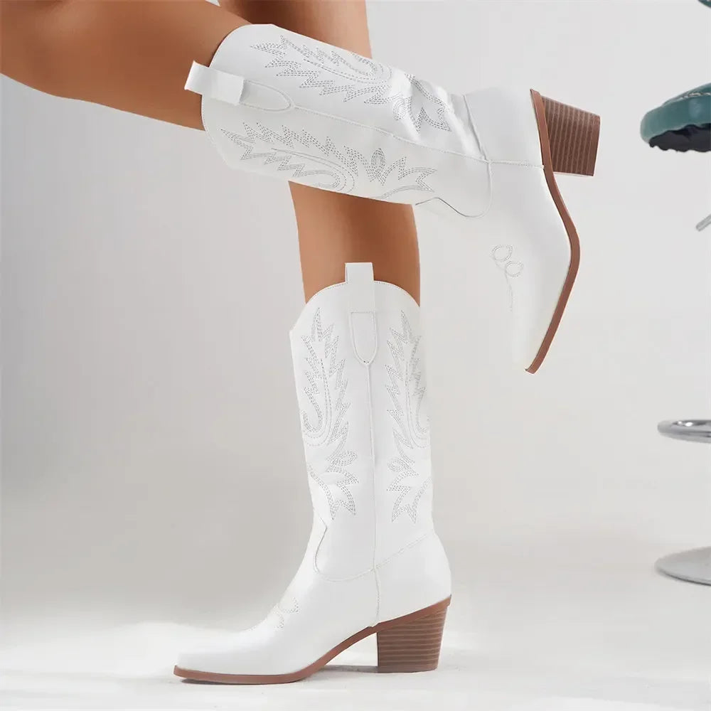 Emily | Cowboy Boots | White Cowboy Boots for Women, Size 43-3
