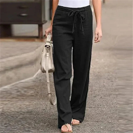 Heidi | White Linen Pants | Women's Pants | Wide Leg Pants-1