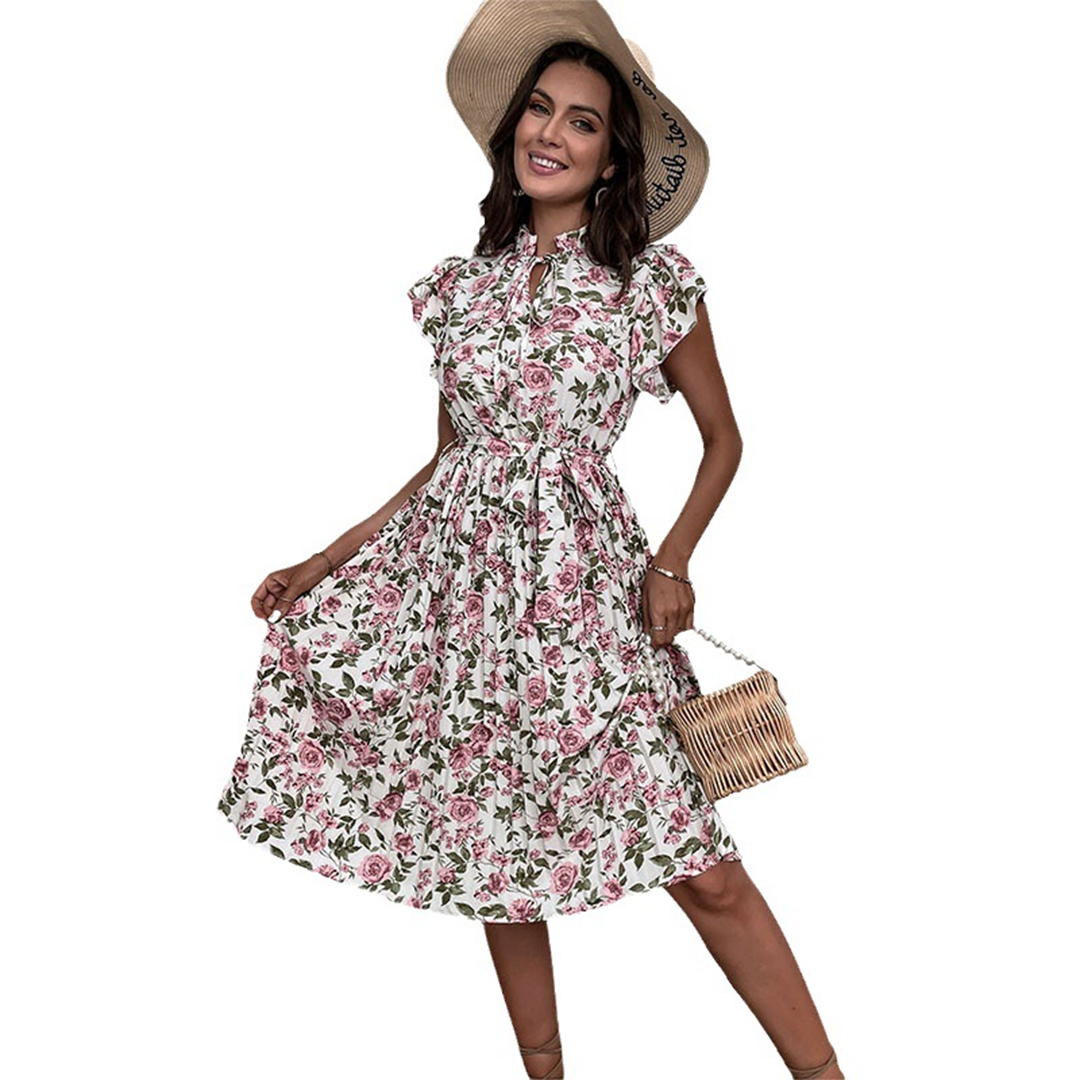 Heidi | White Midi Dress | Long Sleeve Midi Dress | Floral Midi Dress-4