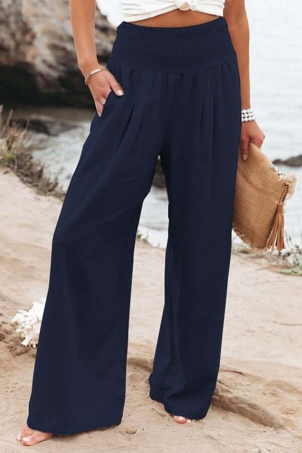 Emily | White Linen Pants | Wide Leg Pants | Palazzo Pants-3