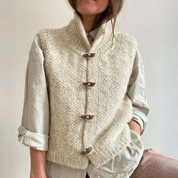 Silje | Knitted Vest | Knitted Women's Vest, Ladies Knitted Vest, Size M, Black-1