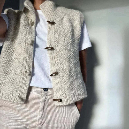 Silje | Knitted Vest | Knitted Women's Vest, Ladies Knitted Vest, Size M, Black-2
