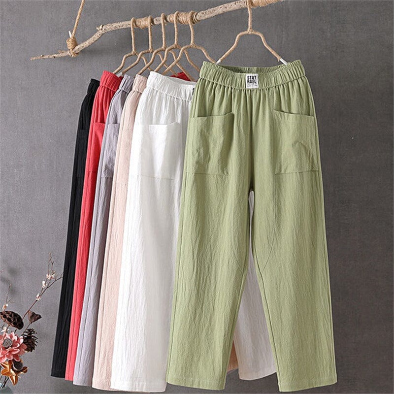 Emily | Linen Pants | Cotton Pants | Elastic Waistband-3