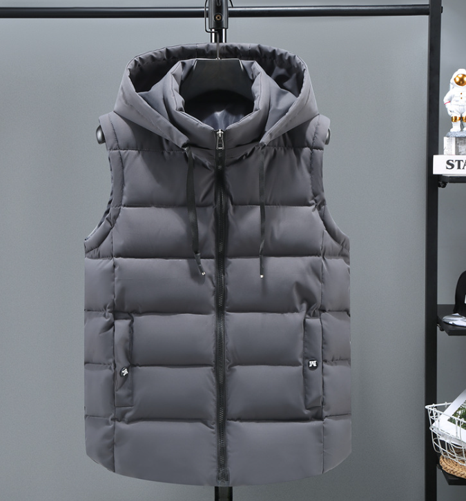 Men's Puffer Vest Black Size L Lightweight Insulated Fabric-4