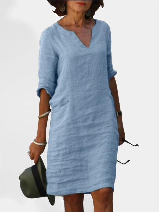Mila | V-Neck Dress | White Dress, Summer Dresses, Slim Fit-1