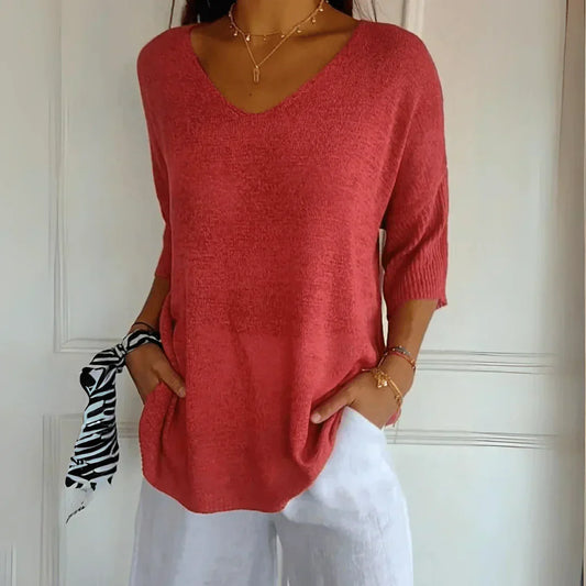 Jenny | Knitted Top | Short Sleeve Knit Top, Size S/M-1