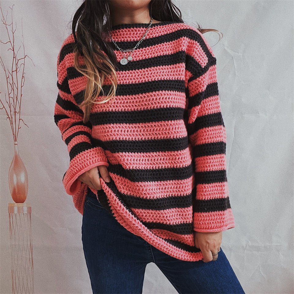Variant image for Freya | Knit Oversized Sweater | Striped Design, Cozy Warmth-5
