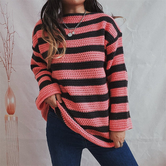 Variant image for Freya | Knit Oversized Sweater | Striped Design, Cozy Warmth-5