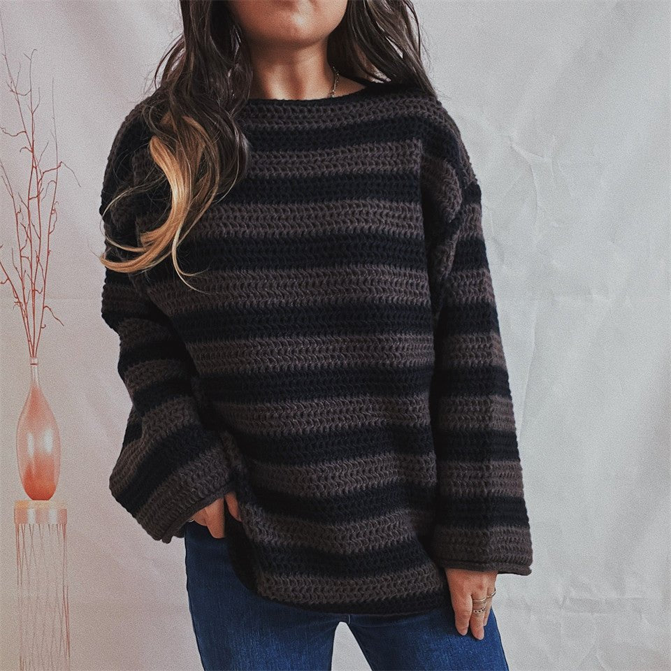 Variant image for Freya | Knit Oversized Sweater | Striped Design, Cozy Warmth-9